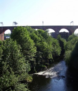 Stockport Viaduct, with the Mersey flowing beneath