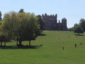 The rise up to the Elizabethan grandeur of Wollaton Hall, three miles outside Nottingham